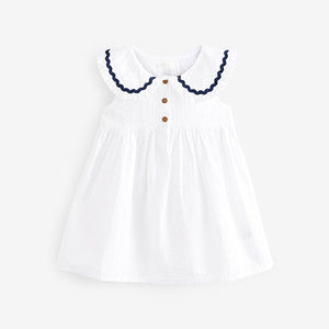 White Cotton Collar Dress (6mths-6yrs)