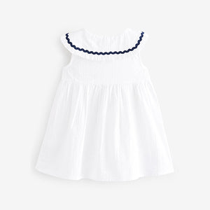 White Cotton Collar Dress (6mths-6yrs)