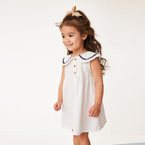 White Cotton Collar Dress (6mths-6yrs)