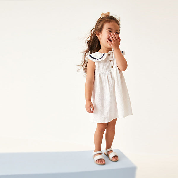 White Cotton Collar Dress (6mths-6yrs)