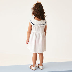 White Cotton Collar Dress (6mths-6yrs)