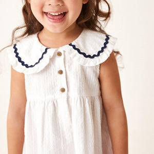 White Cotton Collar Dress (6mths-6yrs)