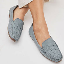 Load image into Gallery viewer, Light Blue Forever Comfort® Leather Weave Driver Shoes
