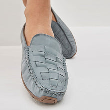 Load image into Gallery viewer, Light Blue Forever Comfort® Leather Weave Driver Shoes
