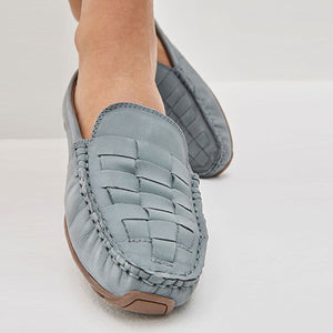 Light Blue Forever Comfort® Leather Weave Driver Shoes