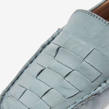 Load image into Gallery viewer, Light Blue Forever Comfort® Leather Weave Driver Shoes
