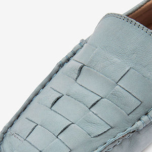 Light Blue Forever Comfort® Leather Weave Driver Shoes