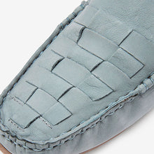 Load image into Gallery viewer, Light Blue Forever Comfort® Leather Weave Driver Shoes
