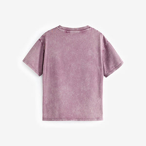 Pink Floral Acid Wash Graphic T-Shirt (3-12yrs)