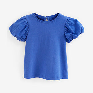 Cobalt Blue Cotton Puff Sleeve T-Shirt (3mths-5yrs)