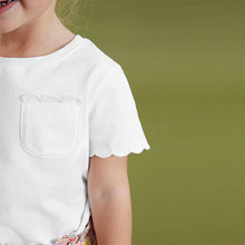 Load image into Gallery viewer, White Scallop Cotton T-Shirt (3mths-6yrs)
