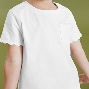 White Scallop Cotton T-Shirt (3mths-6yrs)