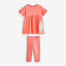 Load image into Gallery viewer, Pink Unicorn Relaxed Day Dress And Leggings Set (3mths-6yrs)
