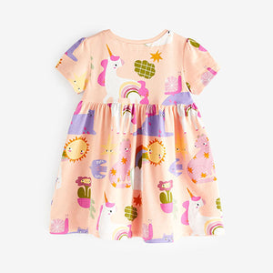 Pink Short Sleeve Cotton Jersey Dress (3mths-6yrs)