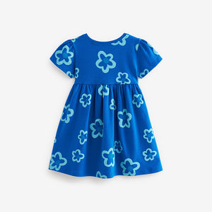 Blue Short Sleeve Cotton Jersey Dress (3mths-6yrs)