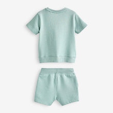 Load image into Gallery viewer, Mineral Green Plain Sweat T-Shirt And Shorts Set (3mths-6yrs)
