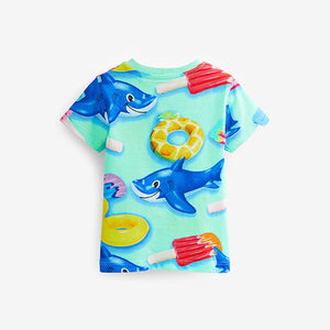 Multi Colour Summer Float Short Sleeve All Over Print T-Shirt (3mths-6yrs)