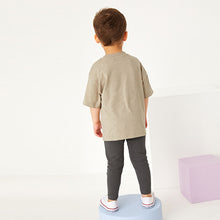 Load image into Gallery viewer, Neutral Oversized Short Sleeve T-Shirt and Leggings Set (3mths-6yrs)
