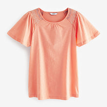 Load image into Gallery viewer, Coral Pink Smocked Short Sleeves Round Neck Top
