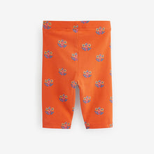 Load image into Gallery viewer, Orange Geo Ditsy Printed Cropped Leggings (3mths-6yrs)
