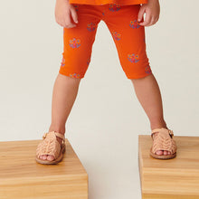 Load image into Gallery viewer, Orange Geo Ditsy Printed Cropped Leggings (3mths-6yrs)
