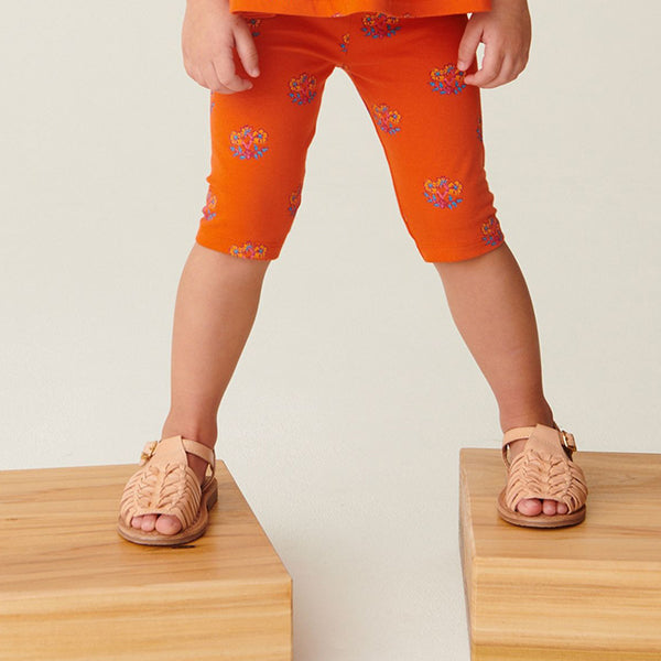Orange Geo Ditsy Printed Cropped Leggings (3mths-6yrs)