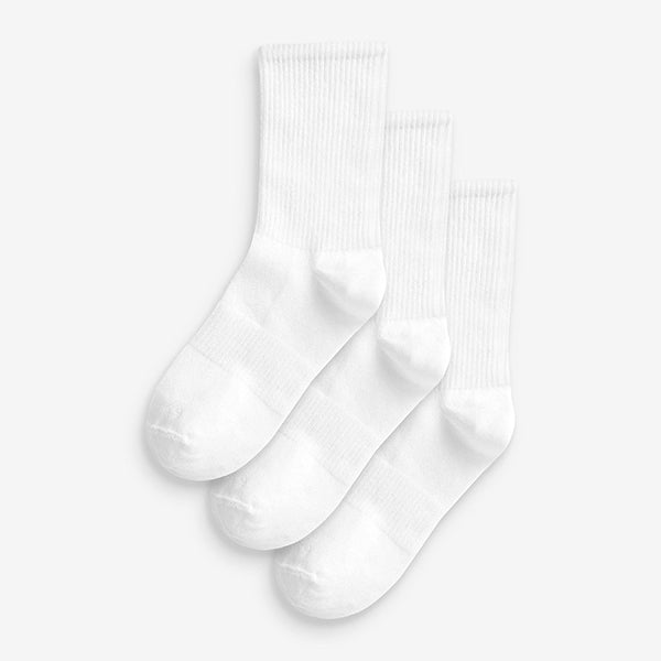 White Arch Support Ankle Socks 3 Pack