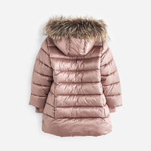 Load image into Gallery viewer, Toffee Pink Shower Resistant Faux Fur Trim Padded Coat (3-12yrs)
