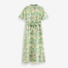 Load image into Gallery viewer, Morris &amp; Co Strawberry Thief Zip Neck Midi Dress
