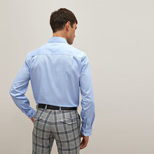 Load image into Gallery viewer, Light Blue Regular Fit Easy Care Textured Single Cuff Shirt
