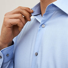 Load image into Gallery viewer, Light Blue Regular Fit Easy Care Textured Single Cuff Shirt
