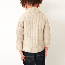 Load image into Gallery viewer, Ecru Cream Shawl Collar Cable Cardigan (3mths-6yrs)
