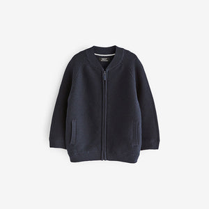 Navy Zip Through Cardigan