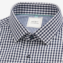 Load image into Gallery viewer, Blue/Black Gingham Regular Fit Trimmed Shirts 2 Pack
