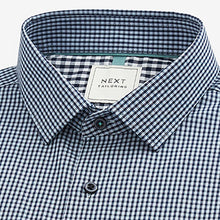 Load image into Gallery viewer, Blue/Black Gingham Regular Fit Trimmed Shirts 2 Pack
