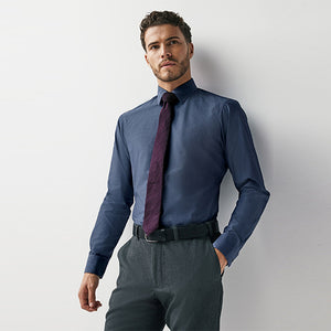 Blue Geometric Slim Fit Shirt And Tie Set 2 Pack