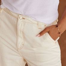 Load image into Gallery viewer, Ecru White Denim Cargo Trousers
