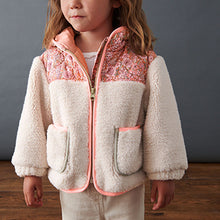 Load image into Gallery viewer, Multi Floral Teddy Printed Nylon And Borg Mix Jacket (12mths-6yrs)
