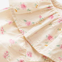 Load image into Gallery viewer, Pink/Cream Ditsy Printed Cotton Ruffle Blouse (3mths-5-6yrs)
