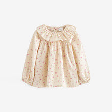 Load image into Gallery viewer, Pink/Cream Ditsy Printed Cotton Ruffle Blouse (3mths-5-6yrs)
