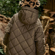 Load image into Gallery viewer, Khaki Green Shower Resistant Oversized Quilted Coat (3-12yrs)
