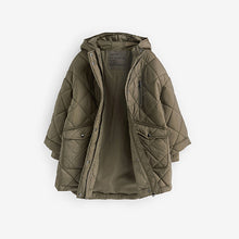 Load image into Gallery viewer, Khaki Green Shower Resistant Oversized Quilted Coat (3-12yrs)
