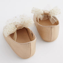 Load image into Gallery viewer, Gold Bow Ballet Occasion Baby Shoes (0-24mths)
