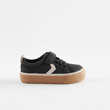 Load image into Gallery viewer, Black Standard Fit (F) Touch Fastening Chevron Trainers
