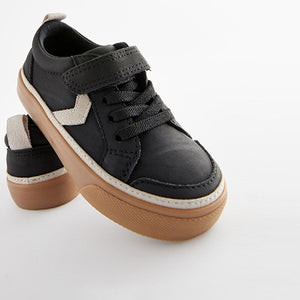 Black Standard Fit (F) Touch Fastening Chevron Trainers