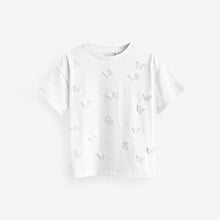 Load image into Gallery viewer, White 100% Cotton Crochet Butterfly T-Shirt (3-12yrs)
