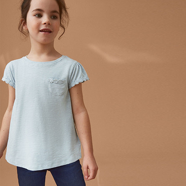 Blue Daisy Pocket T-Shirt (1.5-12yrs)