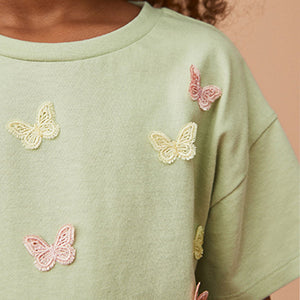 Green Crochet Butterfly T-Shirt (3-12yrs)