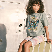 Load image into Gallery viewer, Khaki Green Sequin Butterfly T-Shirt and Cycling Shorts Set (3-12yrs)
