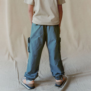 Petrol Blue Lined Parachute Cargo Trousers (3-12yrs)